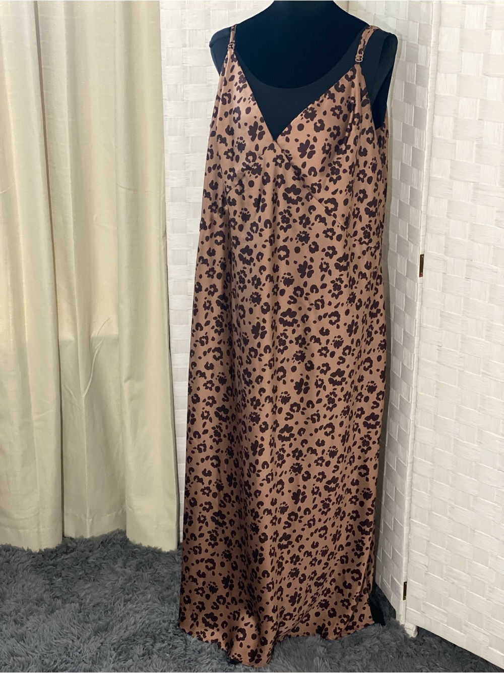 Leopard Print Slip Maxi Dress in Brown and Black XXL - Picture 2 of 9